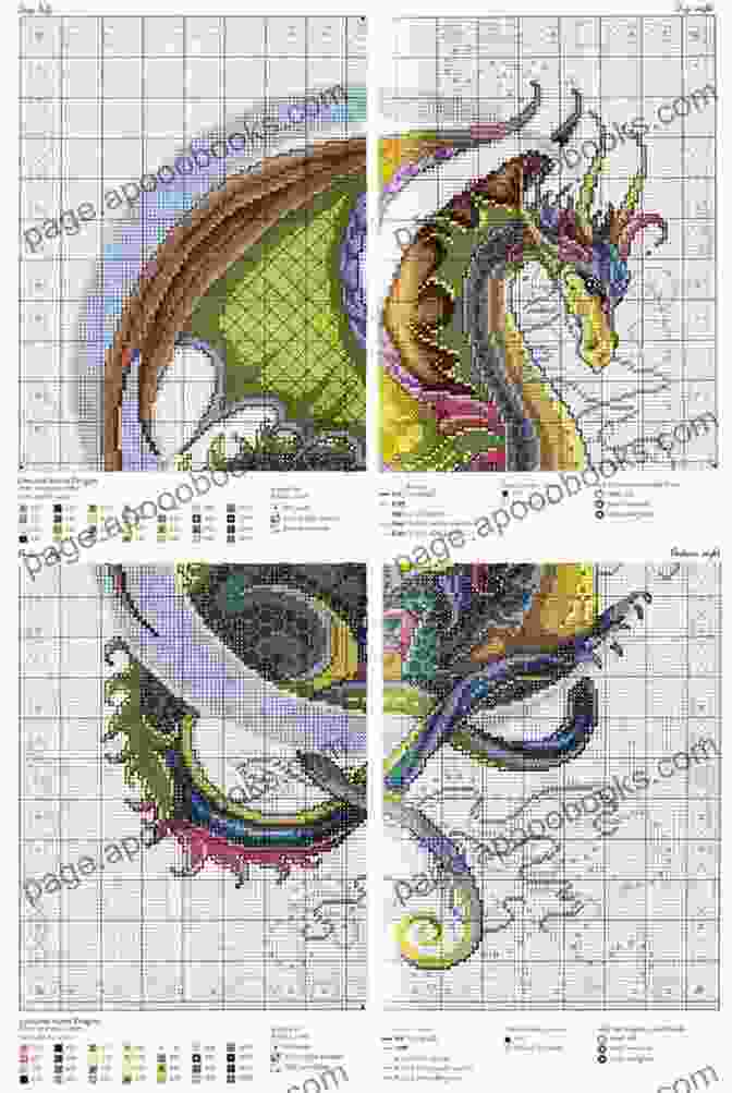 A Color Chart For The Dragon Cross Stitch Pattern, Showcasing The Vibrant Hues Used. Dragon 2 Cross Stitch Pattern Mother Bee Designs