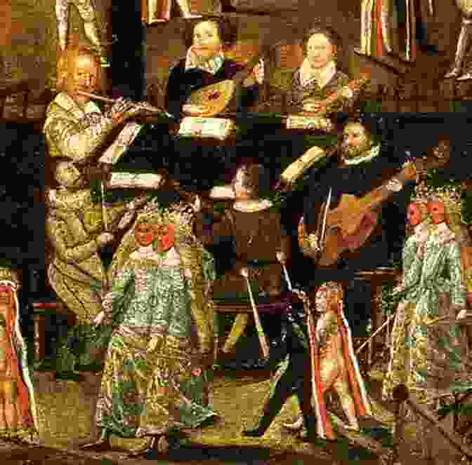 A Lavish Musical Performance During The Restoration Era, With Musicians Playing Various Instruments Such As Viols, Lutes, And Harpsichords Musical Creativity In Restoration England