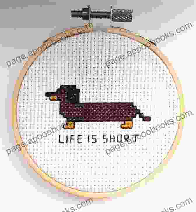 A Preview Of The Wiener Dog Cross Stitch Pattern, Showcasing A Playful Dachshund In A Vibrant Cross Stitched Design Weiner Dog Cross Stitch Pattern