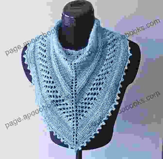 A Summer Kerchief Knitted In A Light Blue Yarn. Summer Kerchief Knitting Pattern 8 Sizes Included