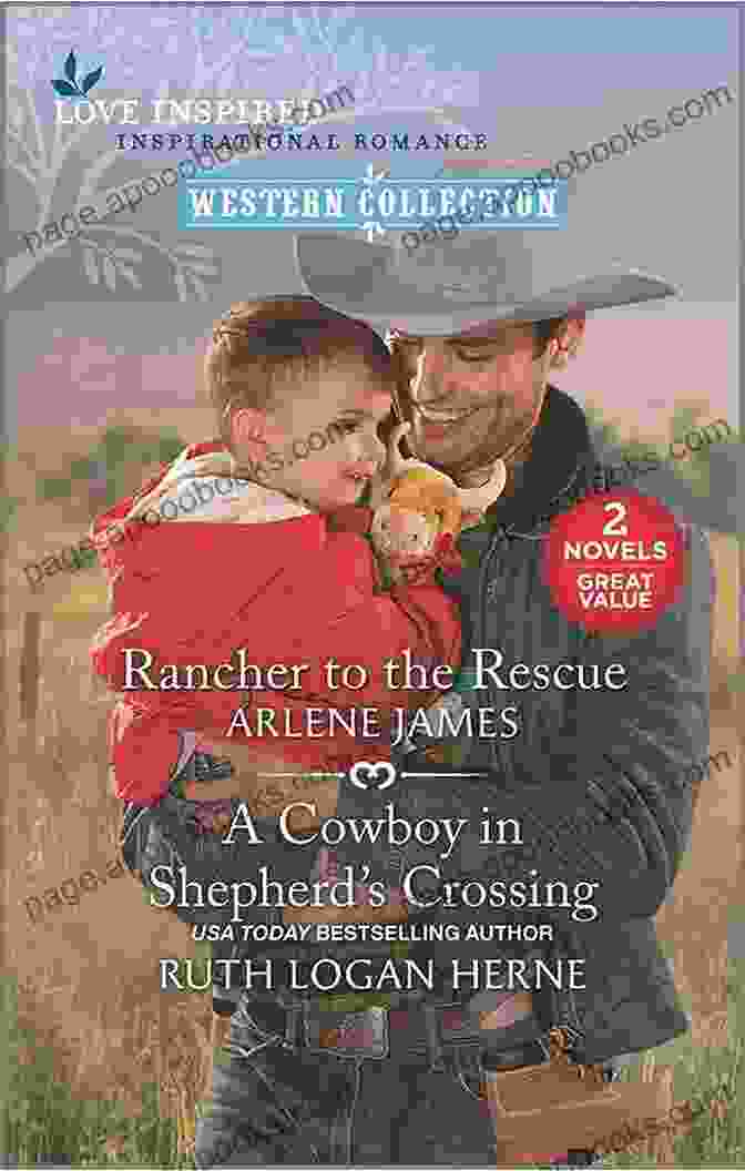 Book Cover Of Rescued By Rancher, Featuring A Woman And A Cowboy Embracing Against A Backdrop Of Mountains And A Setting Sun Rescued By A Rancher: Small Town Contemporary Romance (Texas Sweethearts 3)