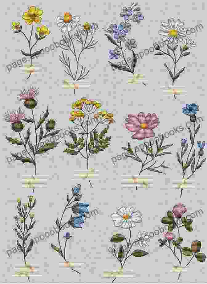 Cross Stitch Pattern Of Delicate Wildflowers, Their Petals Adorned With Colorful Cross Stitches Cross Cross Stitch Pattern Mother Bee Designs