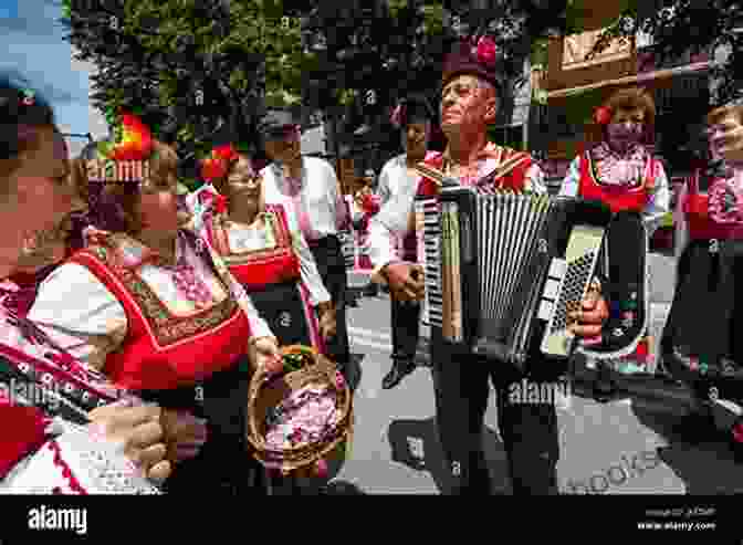 Traditional Bulgarian Accordionist Performing At A Village Festival Bright Stage Bulgarian Accordion Music In Traditional And Contemporary Styles