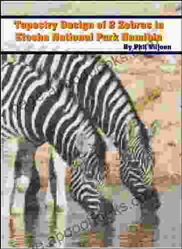 Machine Embroidery Tapestry of 2 Zebras in Etosha National Park Namibia (Singles) (Machine Embroidery Tapestries of African Wildlife and Birds 1)